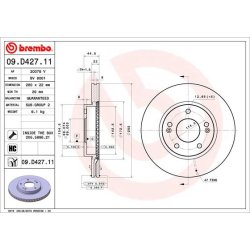 Brake Disc BREMBO 09.D427.11 OE Ref 51712G2100