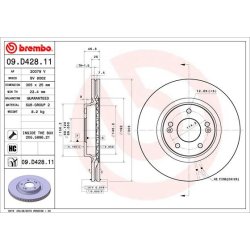 Brake Disc BREMBO 09.D428.11 OE Ref 51712D7000