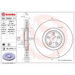 Brake Disc BREMBO 09.D433.11 OE Ref C2P12622