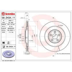 Brake Disc BREMBO 09.D434.11 OE Ref C2P13648