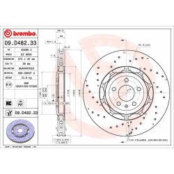 Brake Disc BREMBO 09.D482.33 OE Ref 4K0615601A