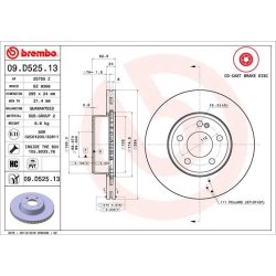 Brake Disc BREMBO 09.D525.13 OE Ref A0004212412