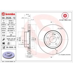 Brake Disc BREMBO 09.D526.13 OE Ref A0004212512