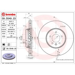 Brake Disc BREMBO 09.D549.23 OE Ref LR161895