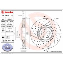 Brake Disc BREMBO 09.D601.43 OE Ref A1674213600