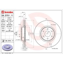 Brake Disc BREMBO 09.D751.11 OE Ref 402065XA0A