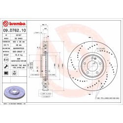 Brake Disc BREMBO 09.D762.10 OE Ref A4634210500