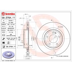 Brake Disc BREMBO 09.D764.11 OE Ref A4634230100