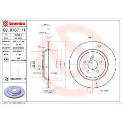 Brake Disc BREMBO 09.D767.11 OE Ref 26700FL000