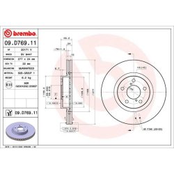 Brake Disc BREMBO 09.D769.11 OE Ref 26300FL000