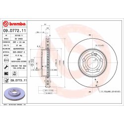 Brake Disc BREMBO 09.D772.11 OE Ref 247421031207
