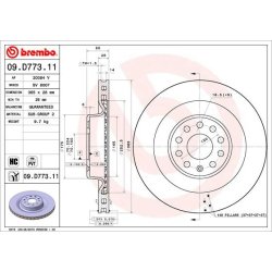 Brake Disc BREMBO 09.D773.11 OE Ref 102763200B