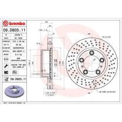 Brake Disc BREMBO 09.D805.11 OE Ref 98135140201