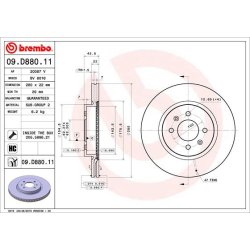Brake Disc BREMBO 09.D880.11 OE Ref 51712H8580