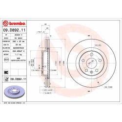 Brake Disc BREMBO 09.D892.11 OE Ref 314714140