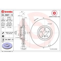 Brake Disc BREMBO 09.D897.13 OE Ref 34116887397