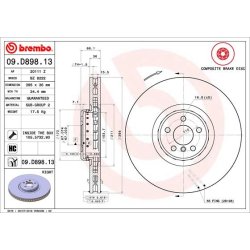Brake Disc BREMBO 09.D898.13 OE Ref 34116860920