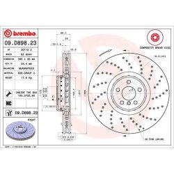 Brake Disc BREMBO 09.D898.23 OE Ref 34116878046