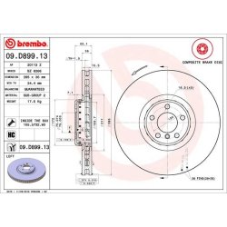 Brake Disc BREMBO 09.D899.13 OE Ref 34116789069