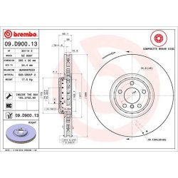 Brake Disc BREMBO 09.D900.13 OE Ref 34116789070