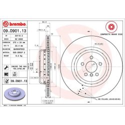 Brake Disc BREMBO 09.D901.13 OE Ref 34206898493