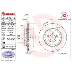 Brake Disc BREMBO 09.D903.13 OE Ref 34207915320