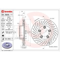 Brake Disc BREMBO 09.D930.11 OE Ref 99735140101