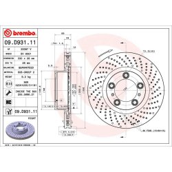 Brake Disc BREMBO 09.D931.11 OE Ref 99735140201