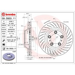 Brake Disc BREMBO 09.D933.11 OE Ref 99135140402