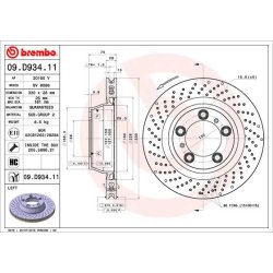 Brake Disc BREMBO 09.D934.11 OE Ref 99135240100