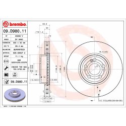 Brake Disc BREMBO 09.D980.11 OE Ref A1674210601