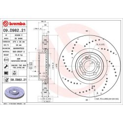 Disque de frein BREMBO 09.D982.21 pour MERCEDES GLE, GLS OE 1674211001
