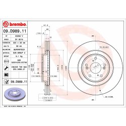 Brake Disc BREMBO 09.D989.11 OE Ref 45251TNYE01