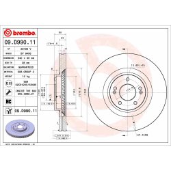 Brake Disc BREMBO 09.D990.11 OE Ref 51712C5700