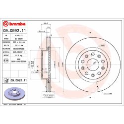 Brake Disc BREMBO 09.D992.11 OE Ref 68273502AB