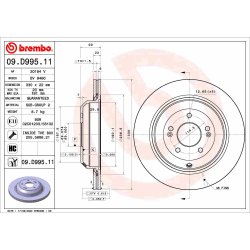 Brake Disc BREMBO 09.D995.11 OE Ref 58411J5250