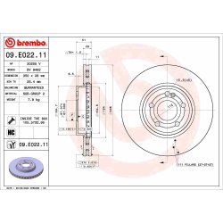 Brake Disc BREMBO 09.E022.11 OE Ref 247421041207
