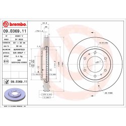 Brake Disc BREMBO 09.E069.11 OE Ref 4615A223