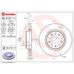 Brake Disc BREMBO 09.E127.11 OE Ref 68250085AB