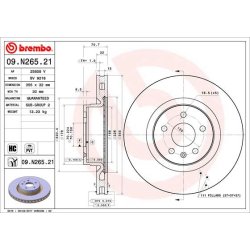 Brake Disc BREMBO 09.N265.21 OE Ref 102509900B