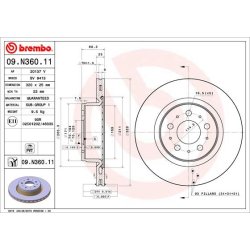 Brake Disc BREMBO 09.N360.11 OE Ref 104461100D