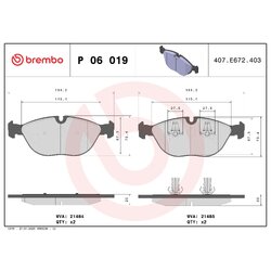 Brake Pad Set BREMBO P06019 OE Ref 8D0698151D