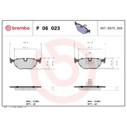 Brake Pad Set BREMBO P06023 OE Ref 34212157591