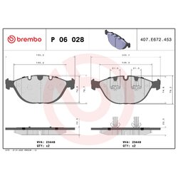 Brake Pad Set BREMBO P06028 OE Ref 34116756350