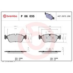Brake Pad Set BREMBO P06035X OE Ref 34112288851