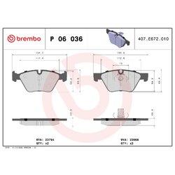 Brake Pad Set BREMBO P06036X OE Ref 34112288876