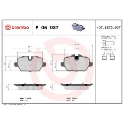 Brake Pad Set BREMBO P06037X OE Ref 34121288890