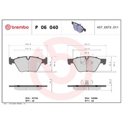 Brake Pad Set BREMBO P06040X OE Ref 34112288857