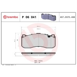 Brake Pad Set BREMBO P06041 OE Ref 34116786044