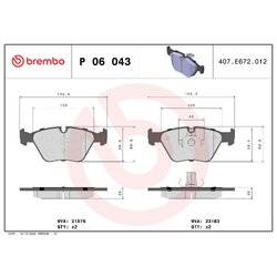Brake Pad Set BREMBO P06043X OE Ref 34112357229